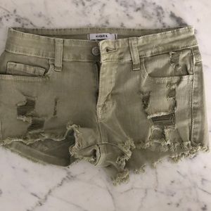 Olive green jean shorts